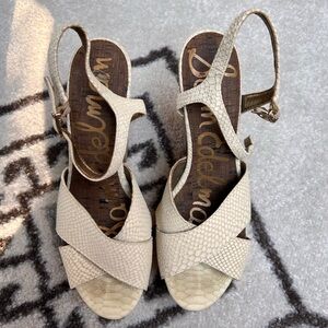 Sam Edelman Cork and Leather Platform Heels Size 8.5